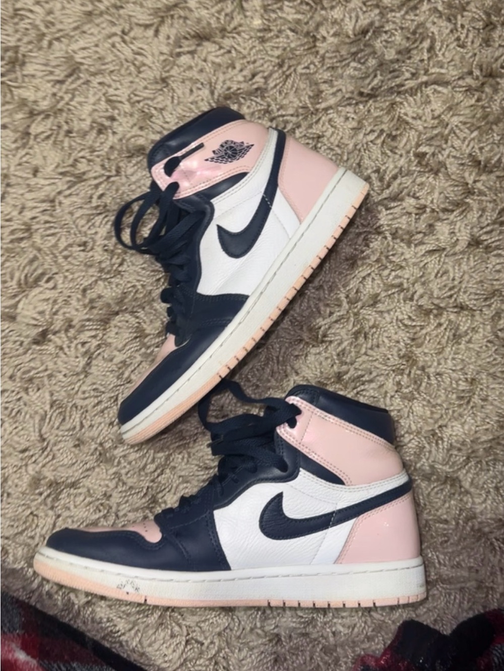 Jordan Women's High-Top Sneakers in Pink, Navy & White